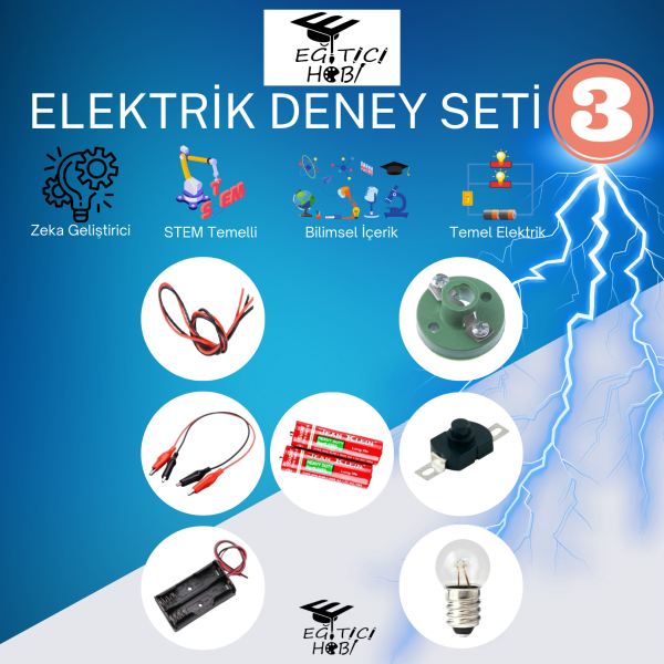 Kutulu, Elektrik Deney Seti - 3 Eğitici Hobi Bilim Seti Kutulu, Elektrik Deney Seti - 3 Eğitici Hobi Bilim Seti
