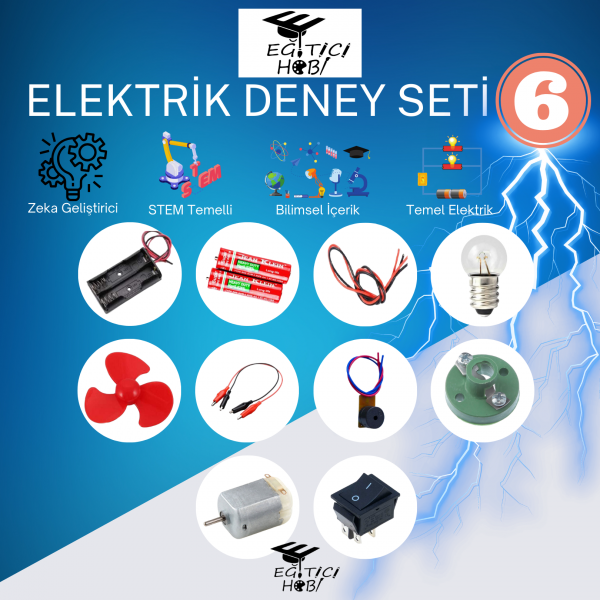 Kutulu, Elektrik Deney Seti - 6 Eğitici Hobi Bilim Seti Kutulu, Elektrik Deney Seti - 6 Eğitici Hobi Bilim Seti
