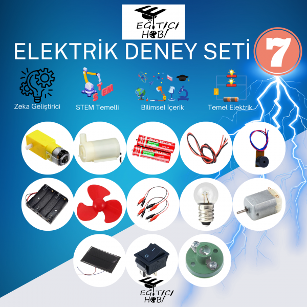Kutulu, Elektrik Deney Seti - 7 Eğitici Hobi Bilim Seti Kutulu, Elektrik Deney Seti - 7 Eğitici Hobi Bilim Seti