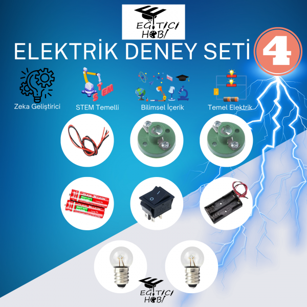 Kutulu, Elektrik Deney Seti - 4 Eğitici Hobi Bilim Seti Kutulu, Elektrik Deney Seti - 4 Eğitici Hobi Bilim Seti